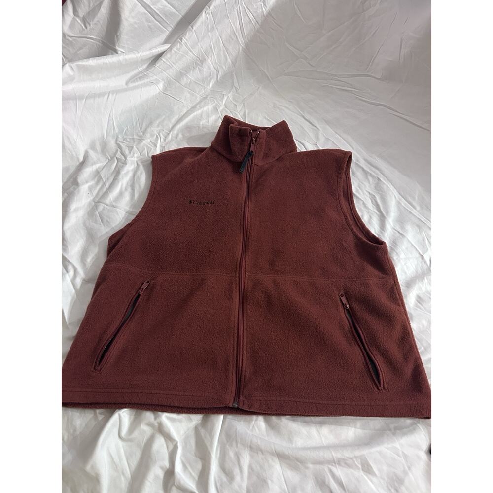 Columbia Fleece Vest Men’s XL Rust Orange Full Zip Outdoor Hiking Casual